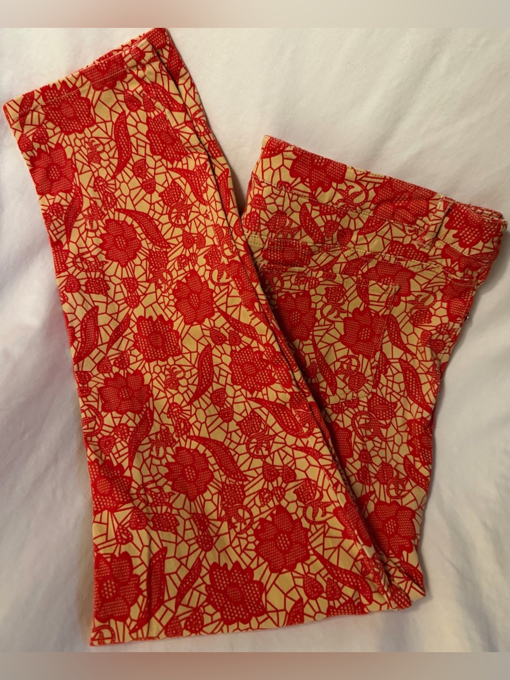 eci red and cream slim stretch pants size 12